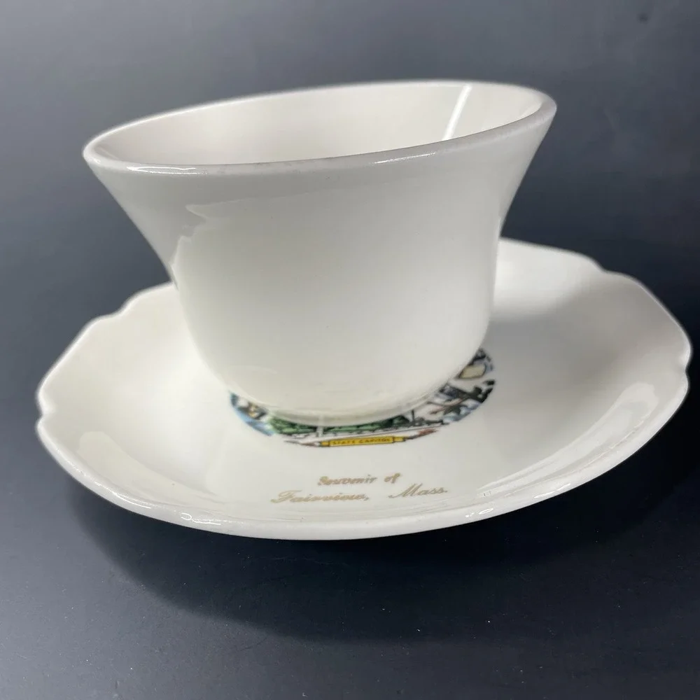 Vtg Massachusetts The‎ Bay State Souvenir Tea Cup and Saucer